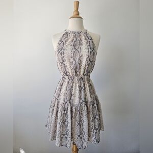 Elegant Snake Print Halter Dress